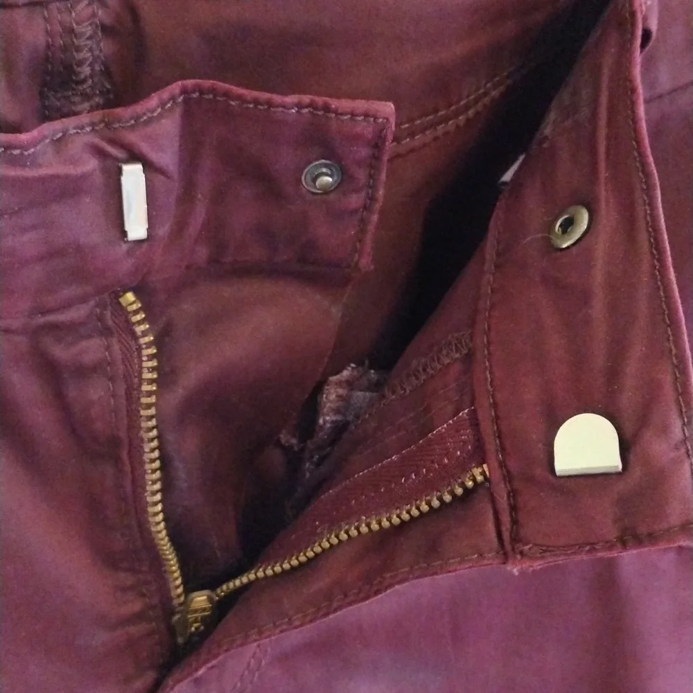 Women's 7 for all mankind zipper  burgundy cropped skinny 24 - Picture 6 of 10